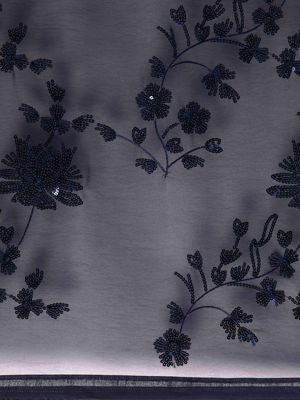 NAINARA Navy Blue Georgette Embroidered Saree with Sequins Work and Unstitched Blouse