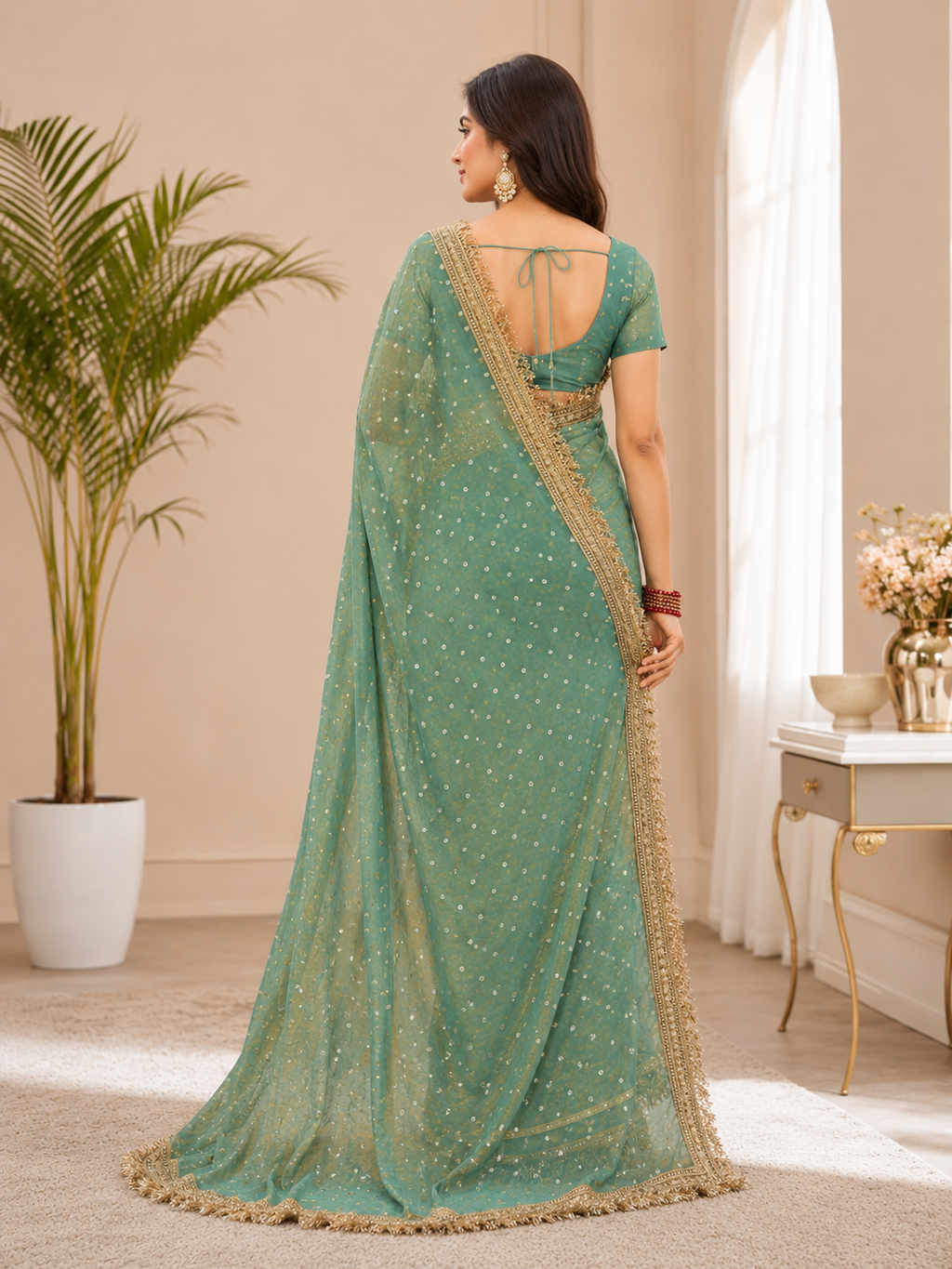 NAINARA Women's Premium Jimmy Choo Designer Saree with Unstitched Blouse Piece | Heavy Lace Border Party Wear Saree