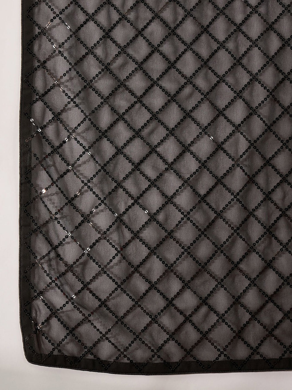 NAINARA Black Georgette Saree with Sequin Checks Work and Matching Blouse