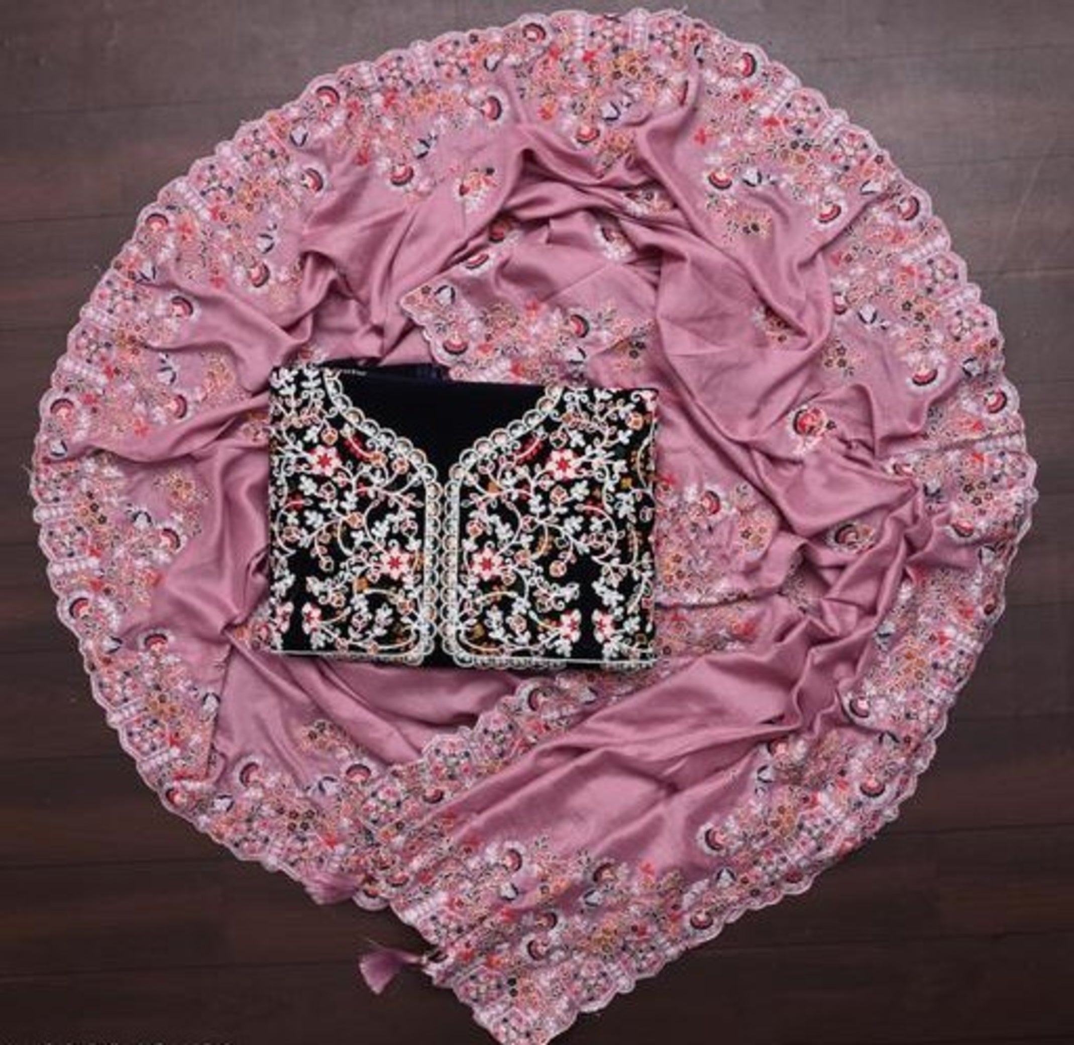 NAINARA Designer Pink Vichitra Silk Saree with Heavy Embroidered Border & Unstitched Designer Blouse | Wedding & Party Wear Saree