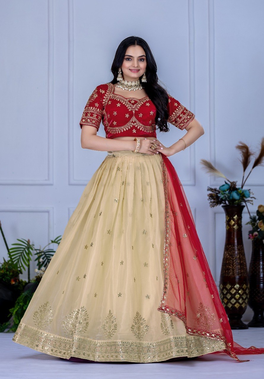 NAINARA Women's Designer Off White Heavy Jimmy Choo Embroidered Lehenga Choli with Dupatta | Wedding & Bridal Wear